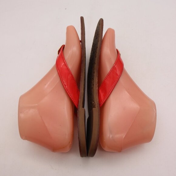 Tory Burch Thora Women's Size 7 M Red Patent Leather Flip Flop Flat Sandals - Picture 6 of 11